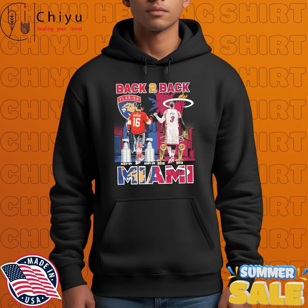 Aleksander Barkov And Dwyane Wade Florida Panthers X Miami Heat Miami Back 2 Back Legends Stanley Cup Champions T-shirts Aleksander Barkov And Dwyane Wade Florida Panthers X Miami Heat Miami Back 2 Back Legends Stanley Cup Champions T-shirts