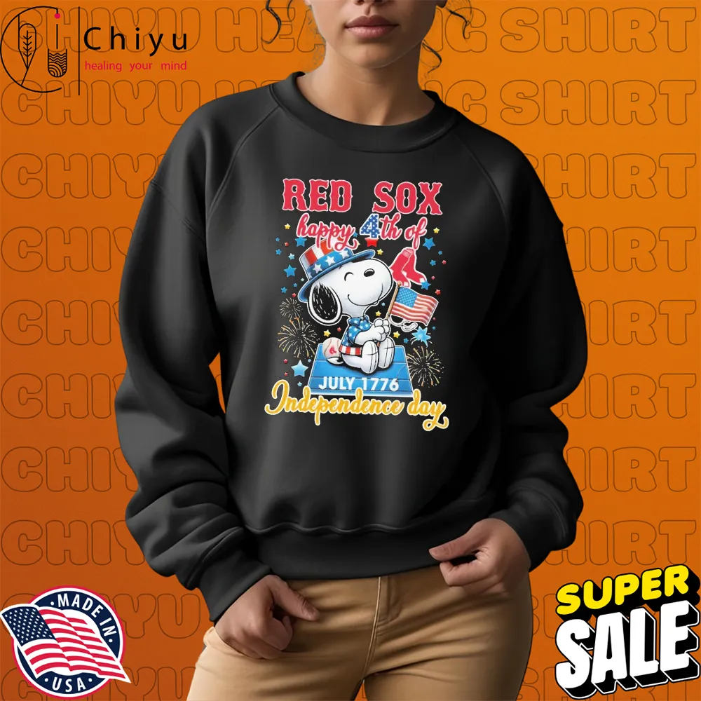 Boston Red Sox Snoopy The Peanuts Happy 4th Of July 1776 American Flag Sweatshirt Boston Red Sox Snoopy The Peanuts Happy 4th Of July 1776 American Flag Sweatshirt
