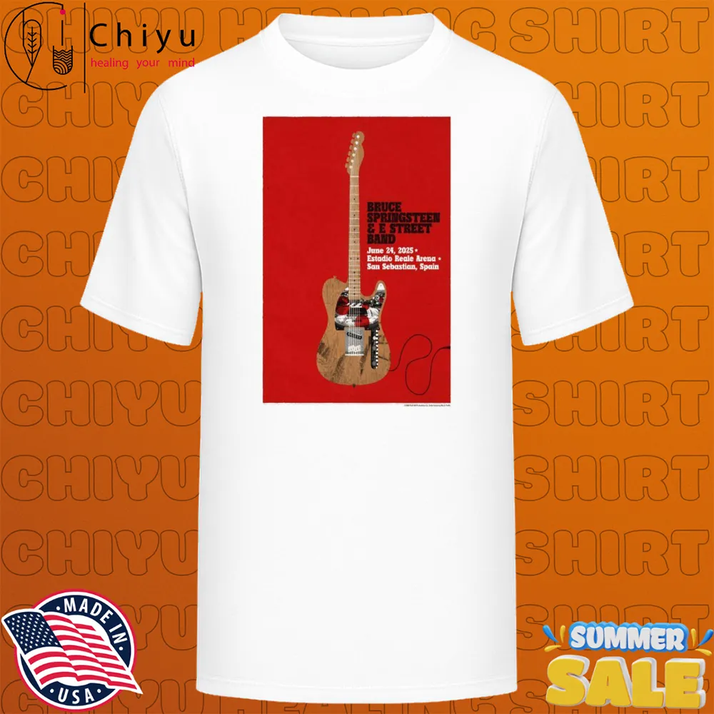 Bruce Springsteen Estadio Reale Arena 24.06.2025 San Sebastian Spain Guitar T-shirts