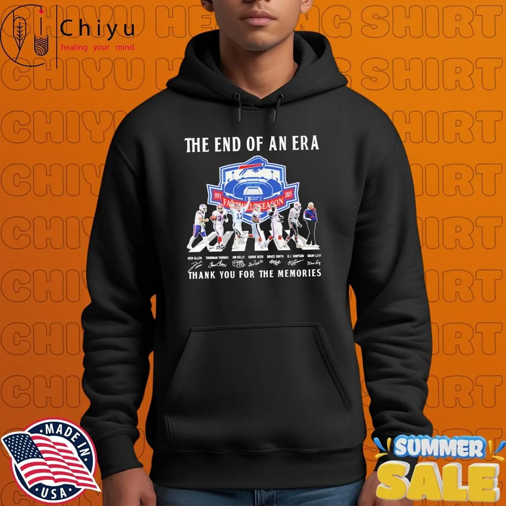 Buffalo Bills The End Of An Era Farewell Tour 1973 2025 Thank You For The Memories Road Abbey Signatures T-shirts Buffalo Bills The End Of An Era Farewell Tour 1973 2025 Thank You For The Memories Road Abbey Signatures T-shirts