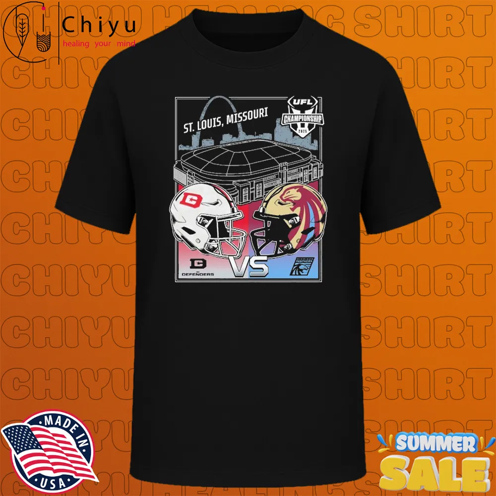 DC Defenders Vs Michigan Panthers St Louis Missouri UFL Championship 2025 Helmet T-shirts DC Defenders Vs Michigan Panthers St Louis Missouri UFL Championship 2025 Helmet T-shirts