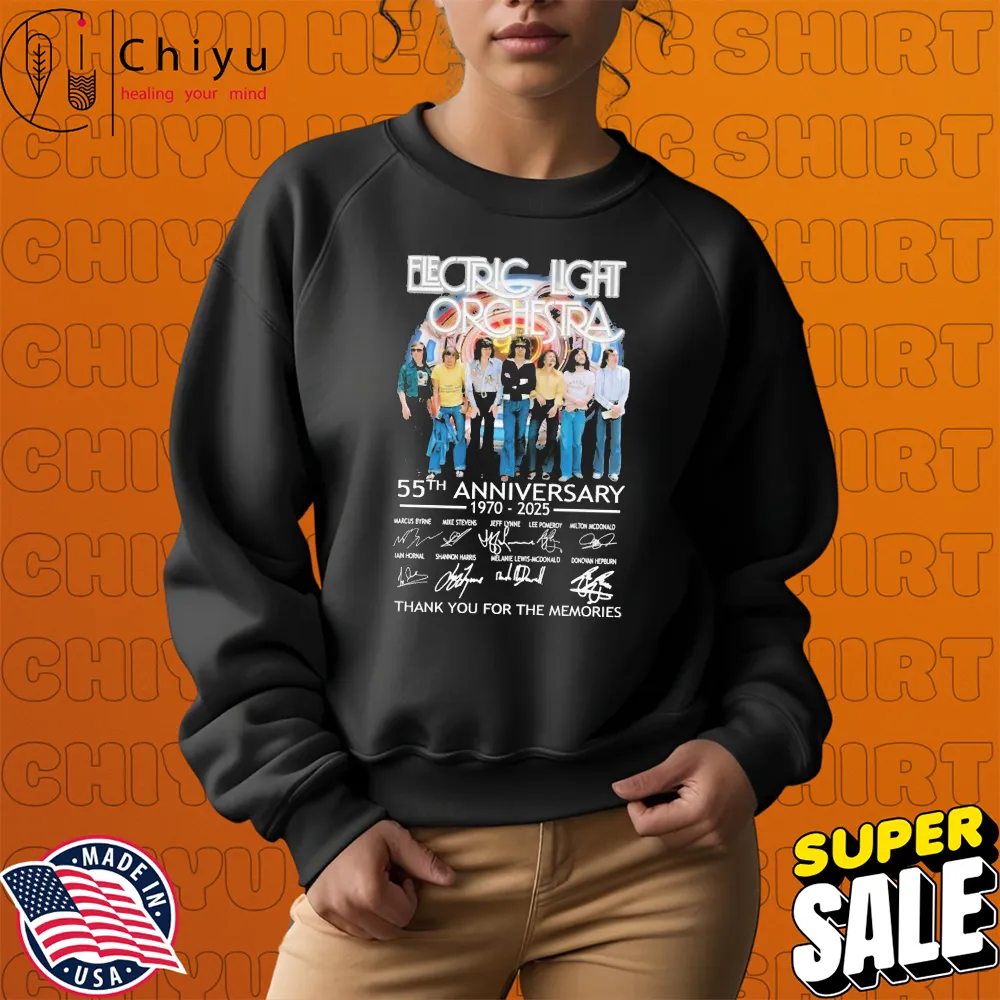 Electric Light Orchestra 55th Anniversary 1970 2025 Thank You For The Memories Signatures T-shirts Electric Light Orchestra 55th Anniversary 1970 2025 Thank You For The Memories Signatures T-shirts