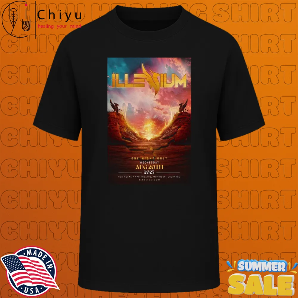 Illenium Red Rocks Amphitheatre Aug 20th 2025 T-shirts Illenium Red Rocks Amphitheatre Aug 20th 2025 T-shirts