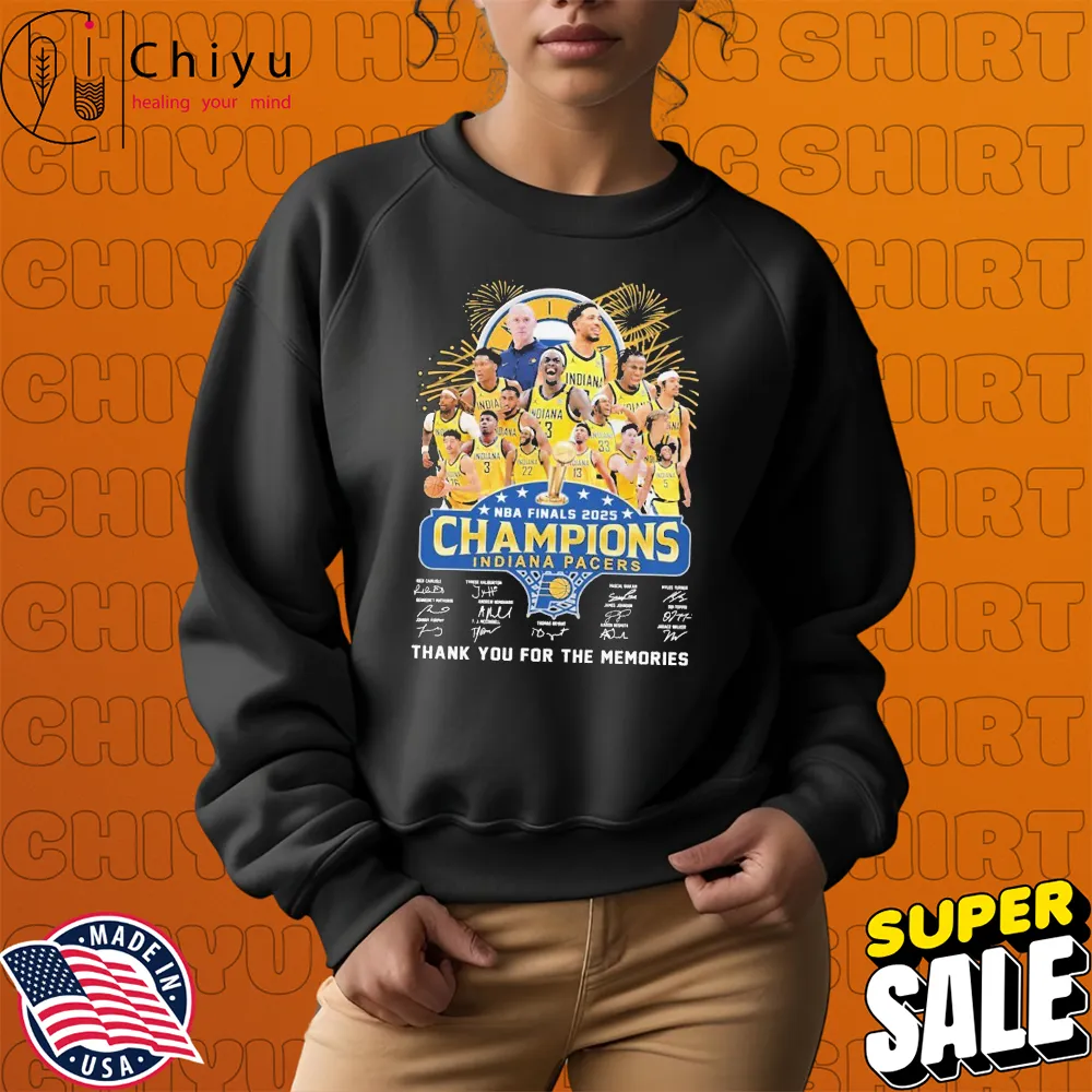 Indiana Pacers Indy NBA Finals 2025 Champions Thank You For The Memories Signatures T-shirts Indiana Pacers Indy NBA Finals 2025 Champions Thank You For The Memories Signatures T-shirts