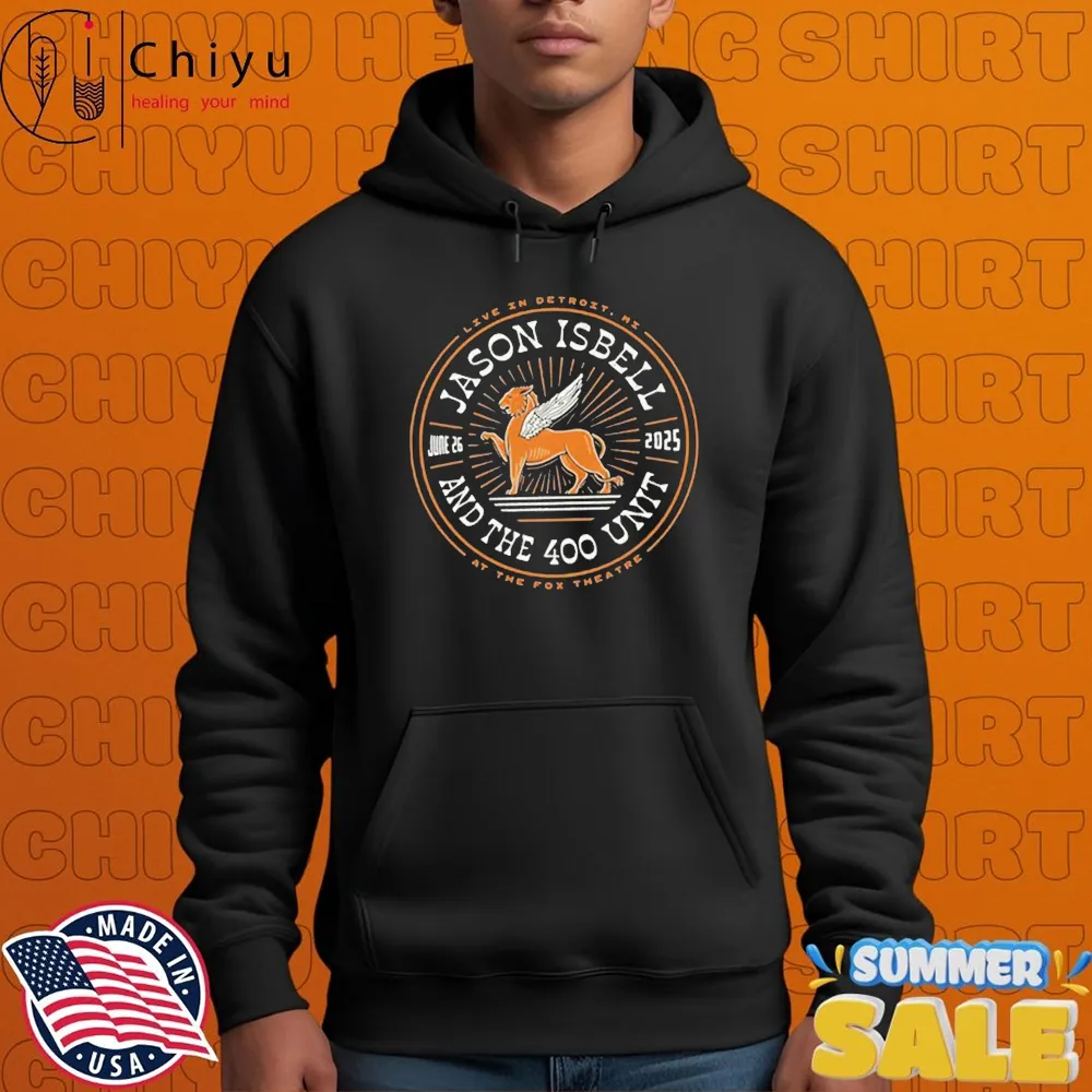 Jason Isbell And The 400 Unit Detroit MT Live June 26 2025 Lion Wings T-shirts Jason Isbell And The 400 Unit Detroit MT Live June 26 2025 Lion Wings T-shirts