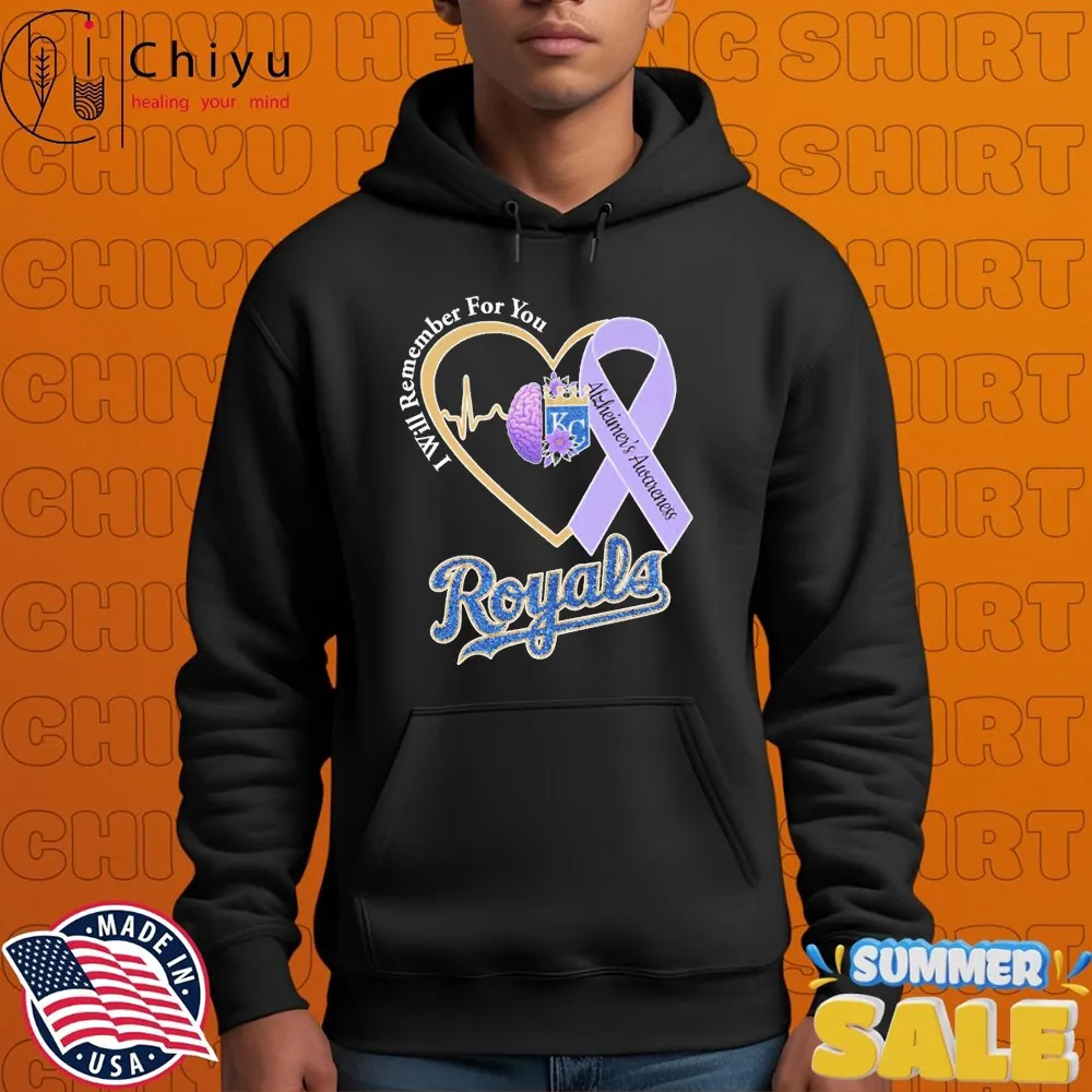 Kansas City Royals I Will Remember For You Alzheimer's Awareness Heartbeat Brain T-shirts Kansas City Royals I Will Remember For You Alzheimer's Awareness Heartbeat Brain T-shirts