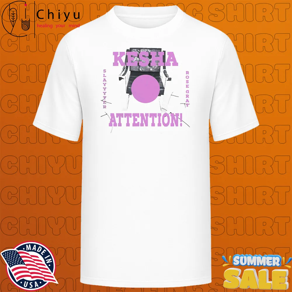 Kesha x Slayyyter x Rosegray Attention For Kesha The Tits Out Tour 2025 T-Shirt Kesha x Slayyyter x Rosegray Attention For Kesha The Tits Out Tour 2025 T-Shirt