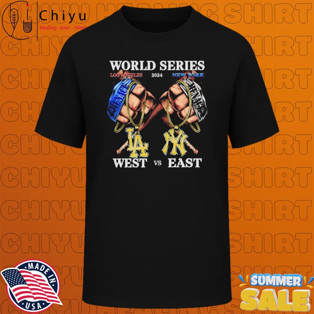 Los Angeles Dodgers Vs New York Yankees World Series Commemorative West Vs East Hands T-shirts