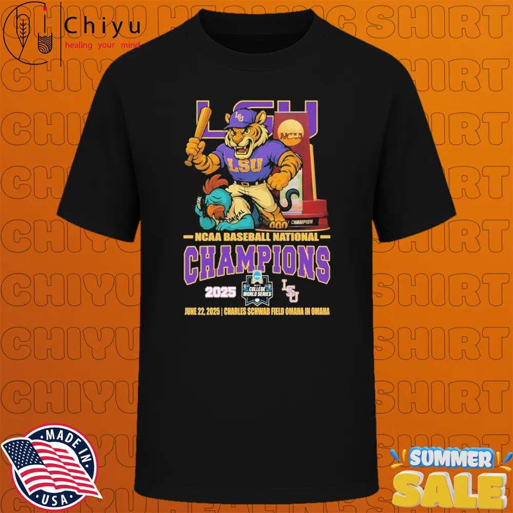 Lsu Tigers Stomp Coastal Carolina Chanticleers NCAA National Champions 2025 June 22 Charles Schwab Field Omaha In Omaha Mascot T-shirts