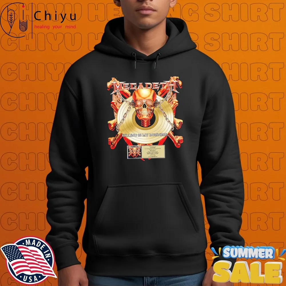 Megadeth 40th Anniversary For Killing Is My Business Album Featuring Skull And Chains T-shirts Megadeth 40th Anniversary For Killing Is My Business Album Featuring Skull And Chains T-shirts