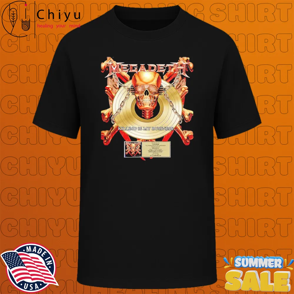 Megadeth 40th Anniversary For Killing Is My Business Album Featuring Skull And Chains T-shirts