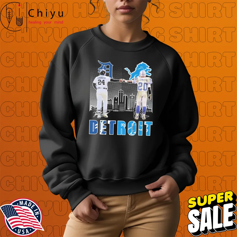 Miguel Cabrera Barry Sanders Detroit Tigers X Detroit Lions Signatures T-shirts Hoodie Sweatshirt Miguel Cabrera Barry Sanders Detroit Tigers X Detroit Lions Signatures T-shirts Hoodie Sweatshirt