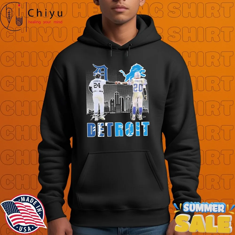 Miguel Cabrera Barry Sanders Detroit Tigers X Detroit Lions Signatures T-shirts Miguel Cabrera Barry Sanders Detroit Tigers X Detroit Lions Signatures T-shirts