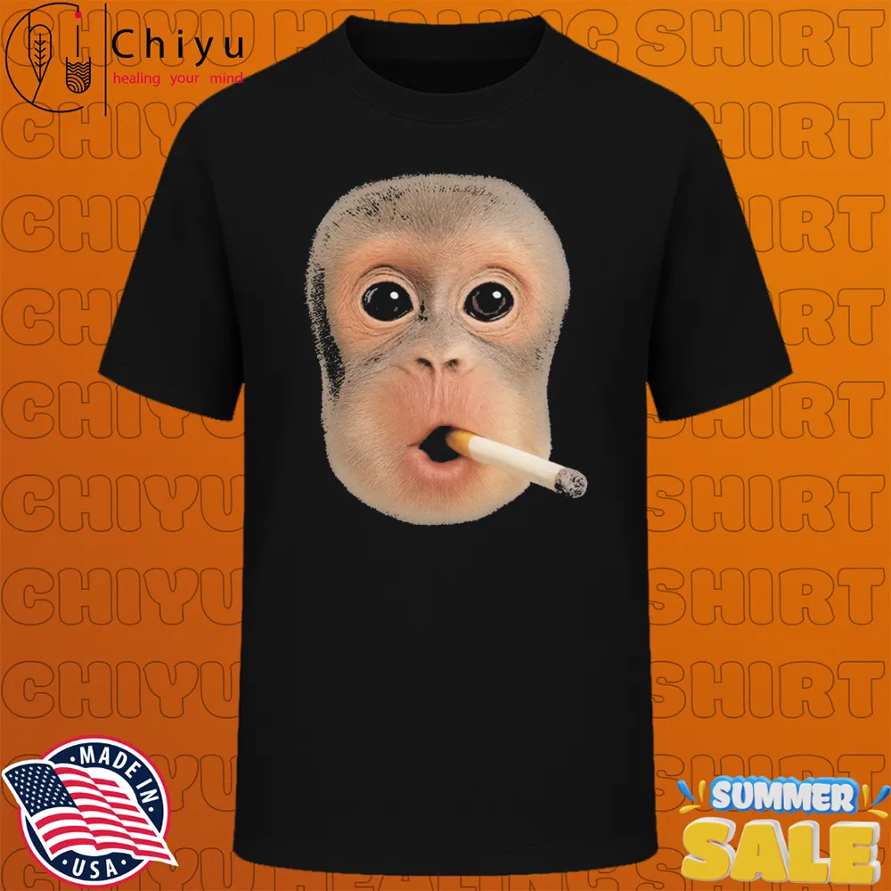 Monkey Smoking Cigarette Face T-Shirts