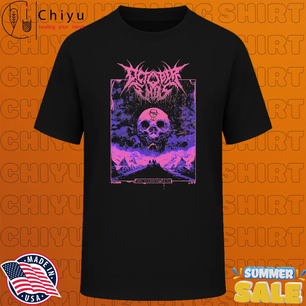 October Ends Skull Monument T-shirts