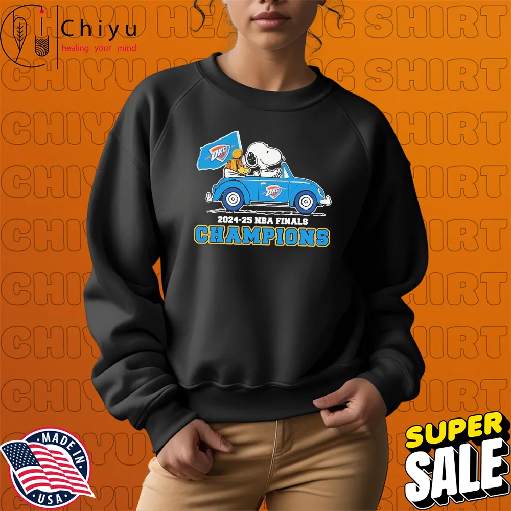 Official Oklahoma City Thunder Snoopy And Woodstock The Peanuts Driving Car 2024-25 NBA Finals Champions T-shirts Hoodie Sweatshirt Official Oklahoma City Thunder Snoopy And Woodstock The Peanuts Driving Car 2024-25 NBA Finals Champions T-shirts Hoodie Sweatshirt