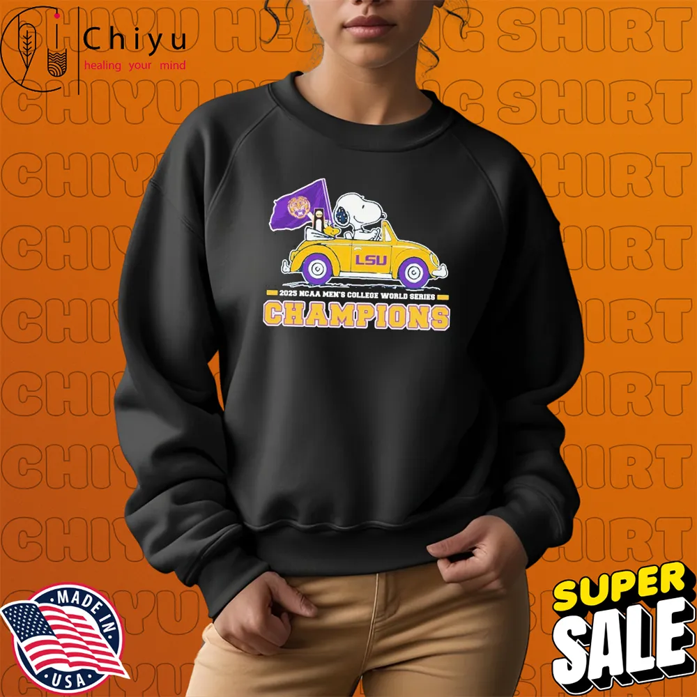 Official Snoopy And Woodstock The Peanuts Driving Car LSU Tigers 2025 NCAA Baseball Men's College World Series Champions National Champions T-shirt Hoodie Official Snoopy And Woodstock The Peanuts Driving Car LSU Tigers 2025 NCAA Baseball Men's College World Series Champions National Champions T-shirt Hoodie