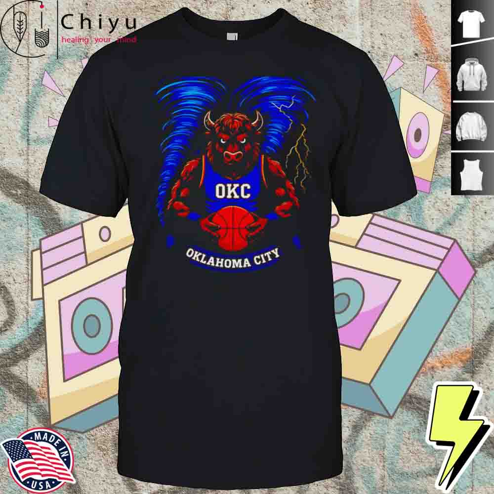 Okc Oklahoma City Bull Mascot Blue Storm Shirt