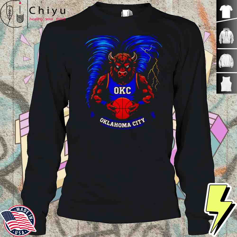 OKC Oklahoma City Bull Mascot Blue Storm Shirt OKC Oklahoma City Bull Mascot Blue Storm Shirt
