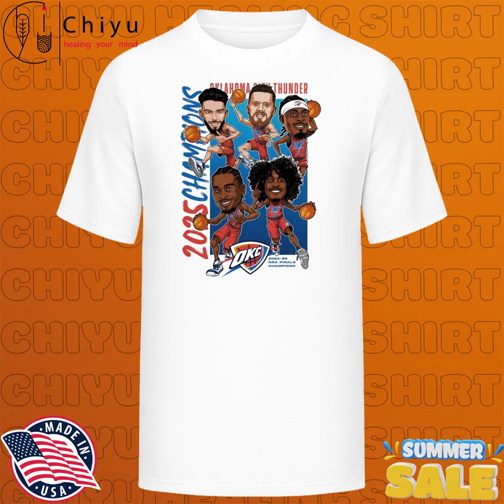 Oklahoma City Thunder 2025 NBA Finals Champion Confetti Skyline Shirts
