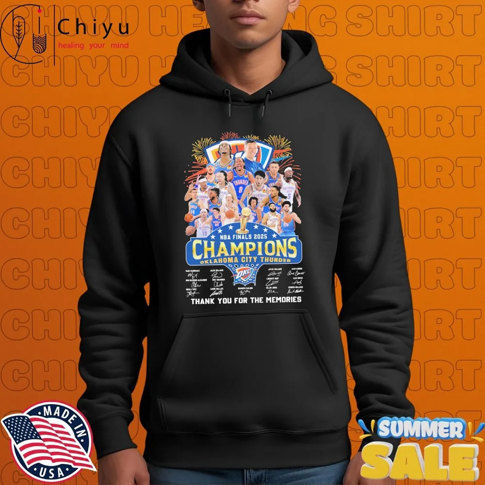 Oklahoma City Thunder NBA Finals 2025 Champions Thank You For The Memories Signatures T-shirts Oklahoma City Thunder NBA Finals 2025 Champions Thank You For The Memories Signatures T-shirts