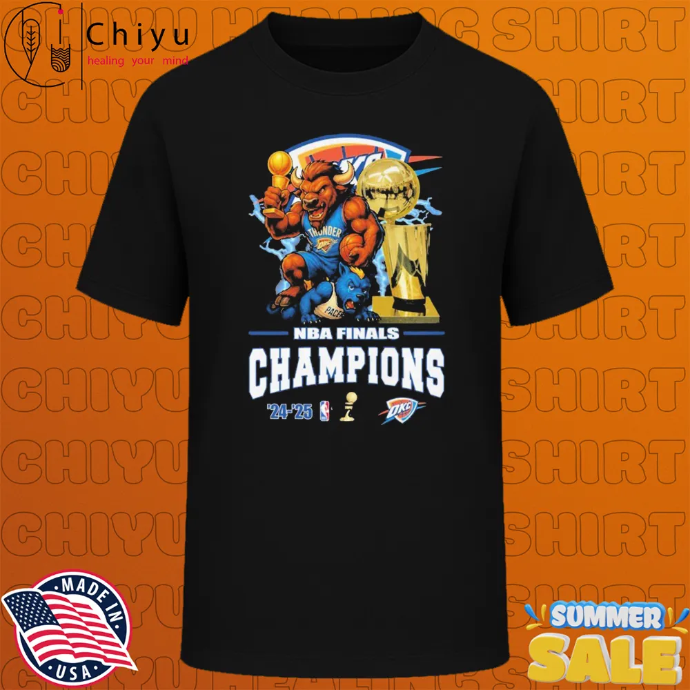 Oklahoma City Thunder Stomp Indiana Pacers NBA Finals Champions '24-2025 Mascot T-shirts