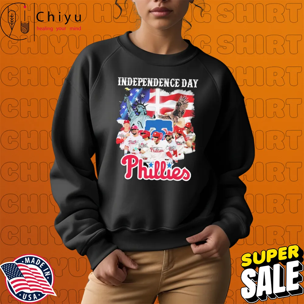 Philadelphia Phillies Independence Day American Flag Signatures Sweatshirt Philadelphia Phillies Independence Day American Flag Signatures Sweatshirt