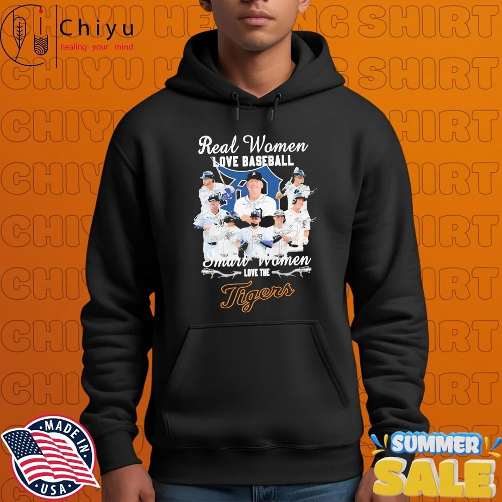 Real Women Love Baseball Smart Women Love The Detroit Tigers Signatures T-shirts Real Women Love Baseball Smart Women Love The Detroit Tigers Signatures T-shirts