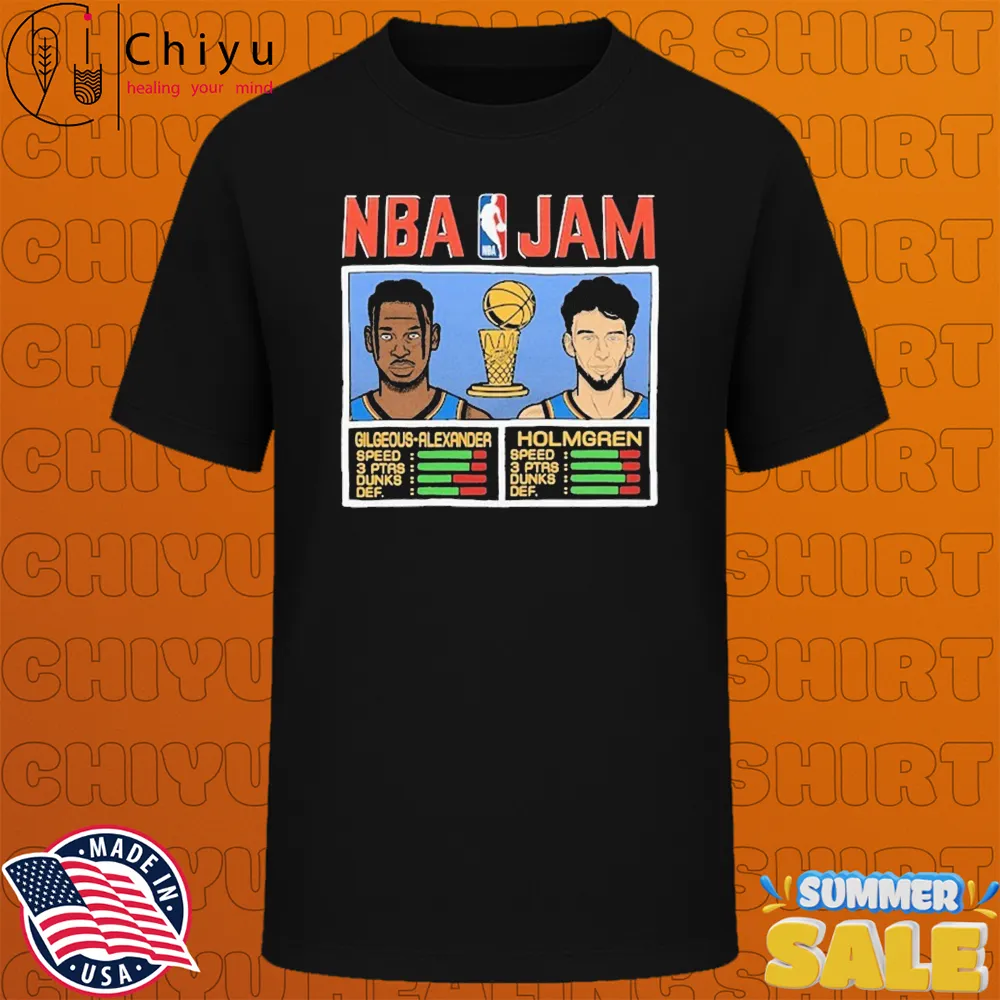Shai Gilgeous-Alexander And Chet Holmgren NBA Jam Oklahoma City Thunder Homage 2025 NBA Finals Champions T-Shirts