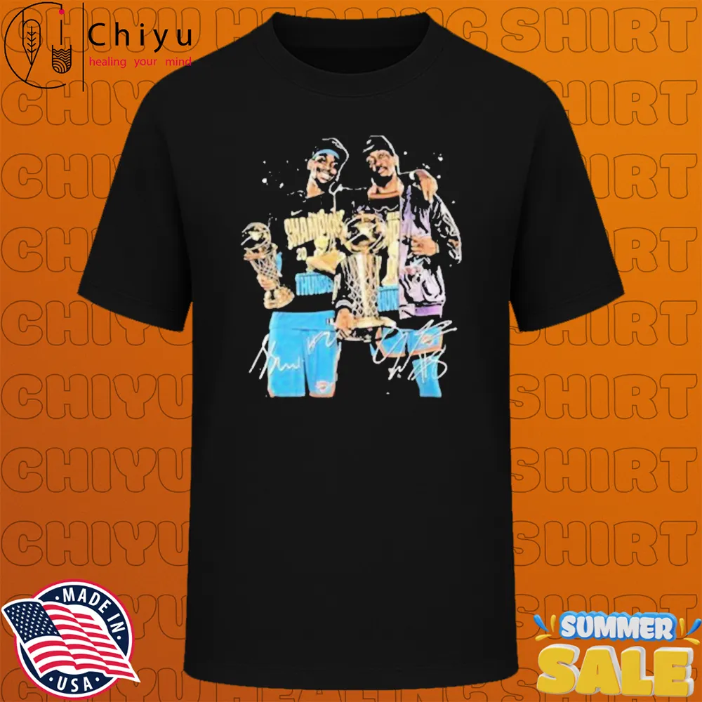 Shai Gilgeous-Alexander And Jalen Williams Jdub With Oklahoma City Thunder Cup Champions Finals NBA 2025 T-Shirts