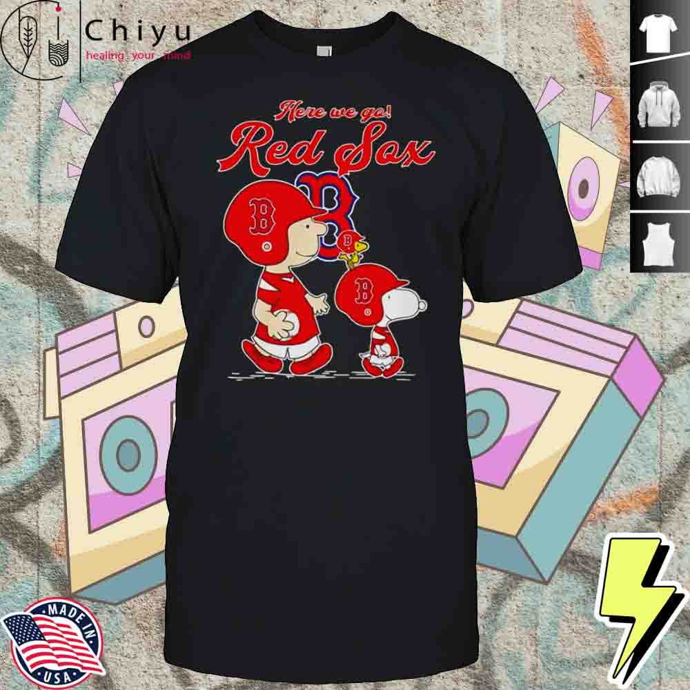 Snoopy And Charlie Brown Vs Boston Red Sox MLB Baseball Here We Go Shirt