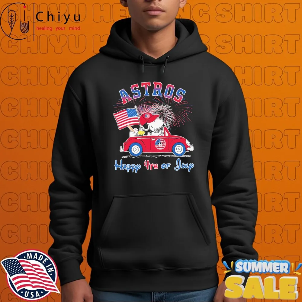 Snoopy And Woodstock The Peanuts Driving Car Houston Astros Happy 4th Of July American Flag T-Shirts Snoopy And Woodstock The Peanuts Driving Car Houston Astros Happy 4th Of July American Flag T-Shirts