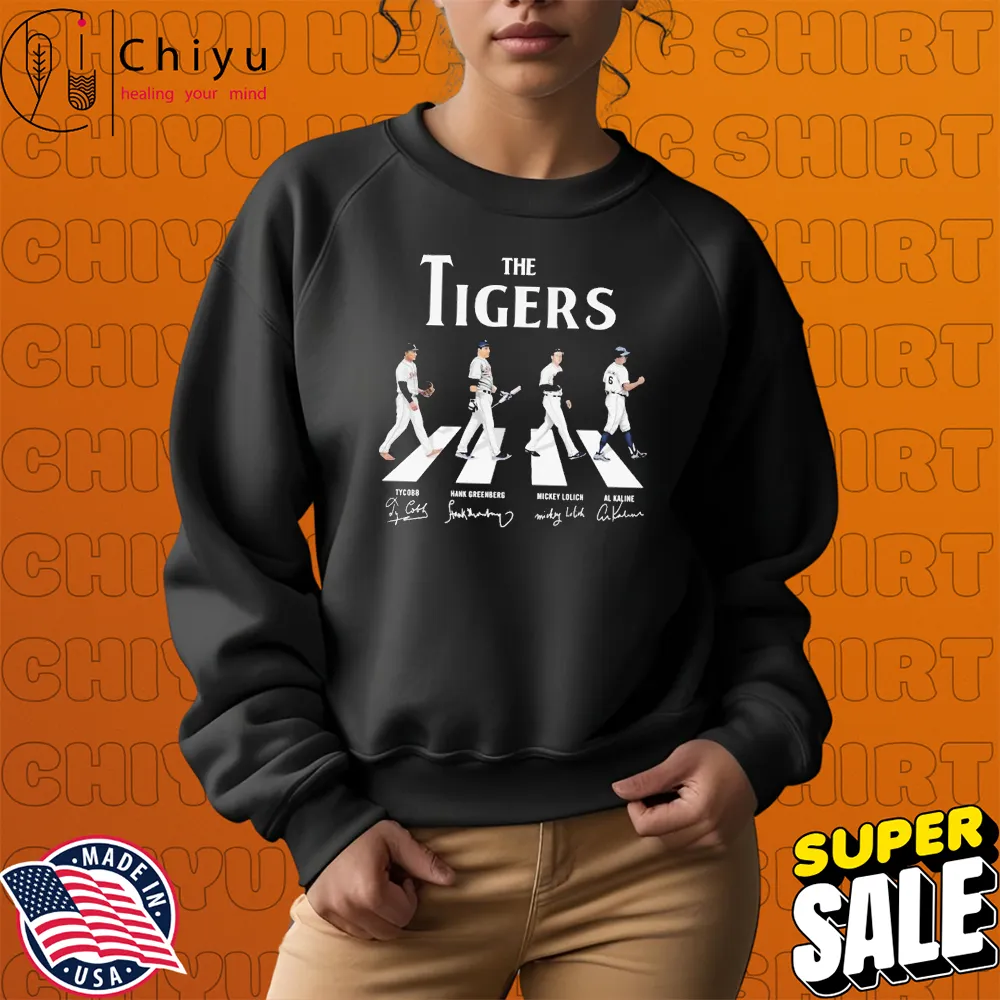 The Detroit Tigers Ty Cobb Hank Greenberg Mickey Lolich Al Kaline Walking Road Abbey Signatures T-shirts Hoodie Sweatshirt The Detroit Tigers Ty Cobb Hank Greenberg Mickey Lolich Al Kaline Walking Road Abbey Signatures T-shirts Hoodie Sweatshirt