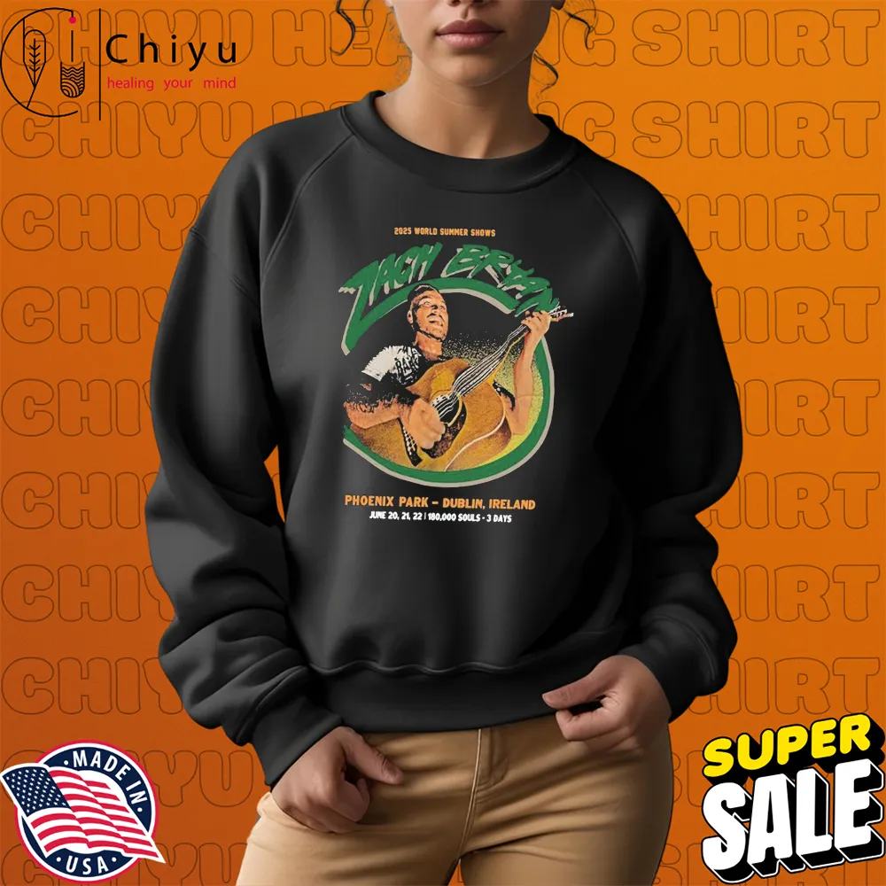 Zach Bryan World Summer Shows 2025 Tour Phoenix Park Dublin, Ireland Guitar T-shirts Zach Bryan World Summer Shows 2025 Tour Phoenix Park Dublin, Ireland Guitar T-shirts