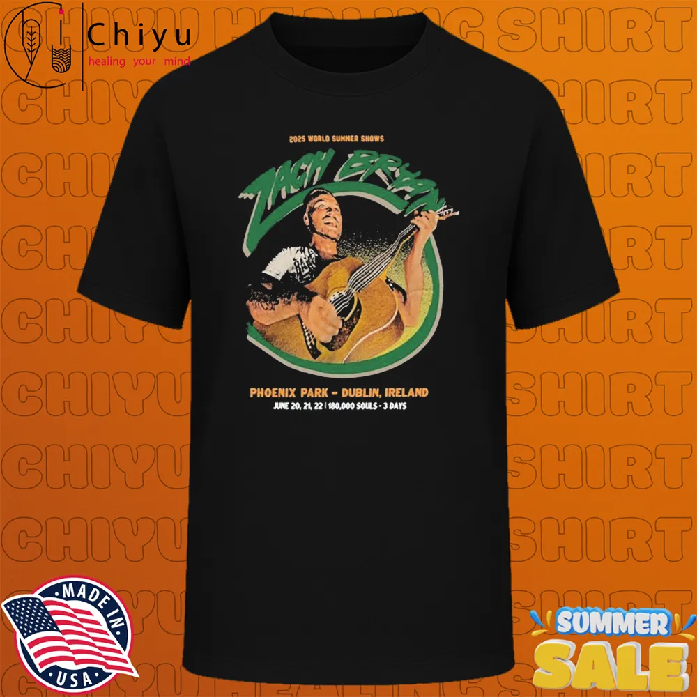 Zach Bryan World Summer Shows 2025 Tour Phoenix Park Dublin, Ireland Guitar T-shirts