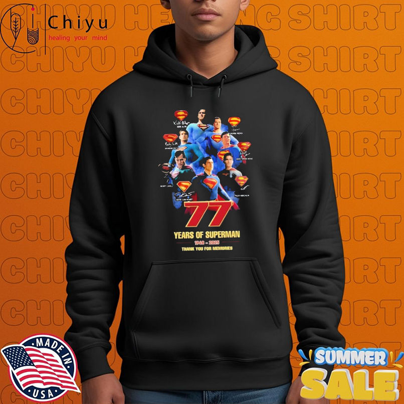 77 Years Of Superman 1948 2025 End Of An Era Thank You For The Memories Signatures T-shirts 77 Years Of Superman 1948 2025 End Of An Era Thank You For The Memories Signatures T-shirts