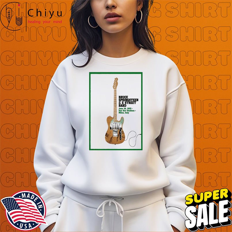 Bruce Springsteen And E Street Band June 30 2025 In Milan Italy Guitar T-shirts Bruce Springsteen And E Street Band June 30 2025 In Milan Italy Guitar T-shirts