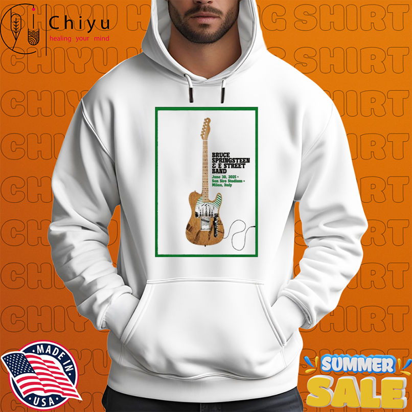Bruce Springsteen And E Street Band June 30 2025 In Milan Italy Guitar T-shirts Bruce Springsteen And E Street Band June 30 2025 In Milan Italy Guitar T-shirts