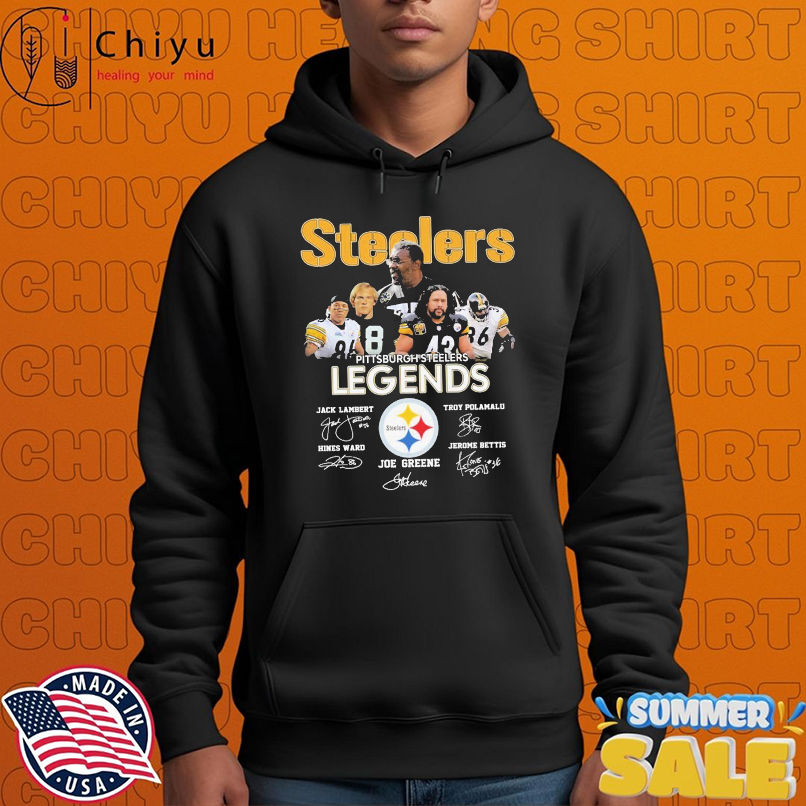 Jack Lambert Troy Polamalu Hines Ward Jerome Bettis And Joe Greene Pittsburgh Steelers Legends Signatures T-Shirts Jack Lambert Troy Polamalu Hines Ward Jerome Bettis And Joe Greene Pittsburgh Steelers Legends Signatures T-Shirts