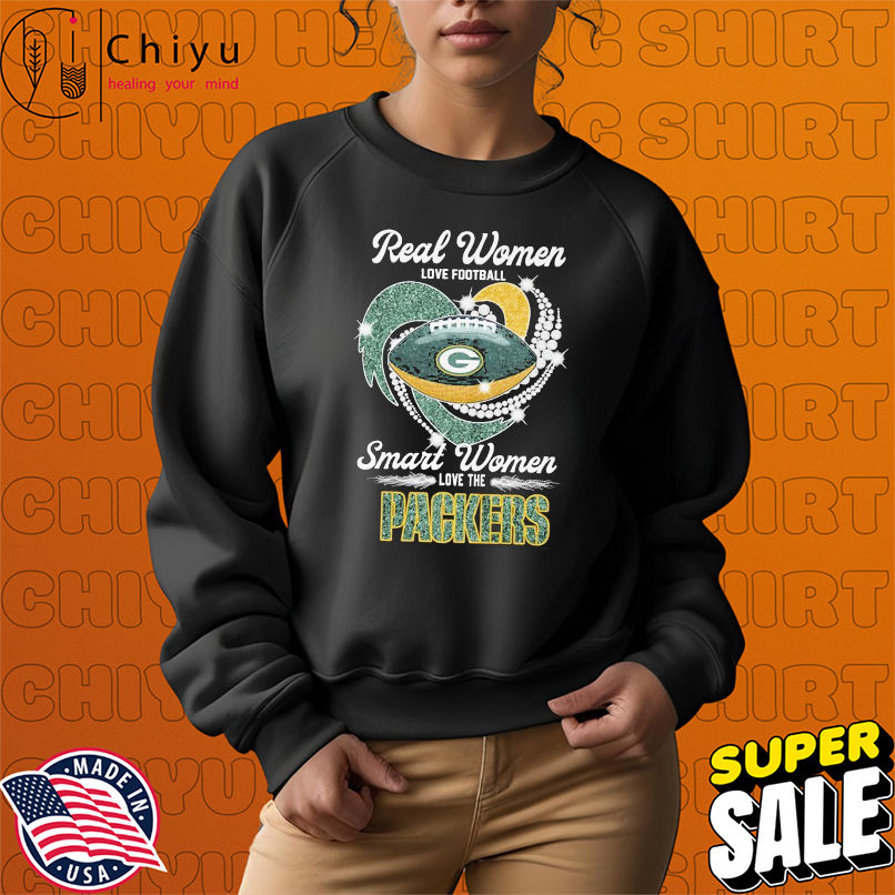 Real Women Love Football Smart Women Love The Green Bay Packers Diamond Heart T-shirts Real Women Love Football Smart Women Love The Green Bay Packers Diamond Heart T-shirts