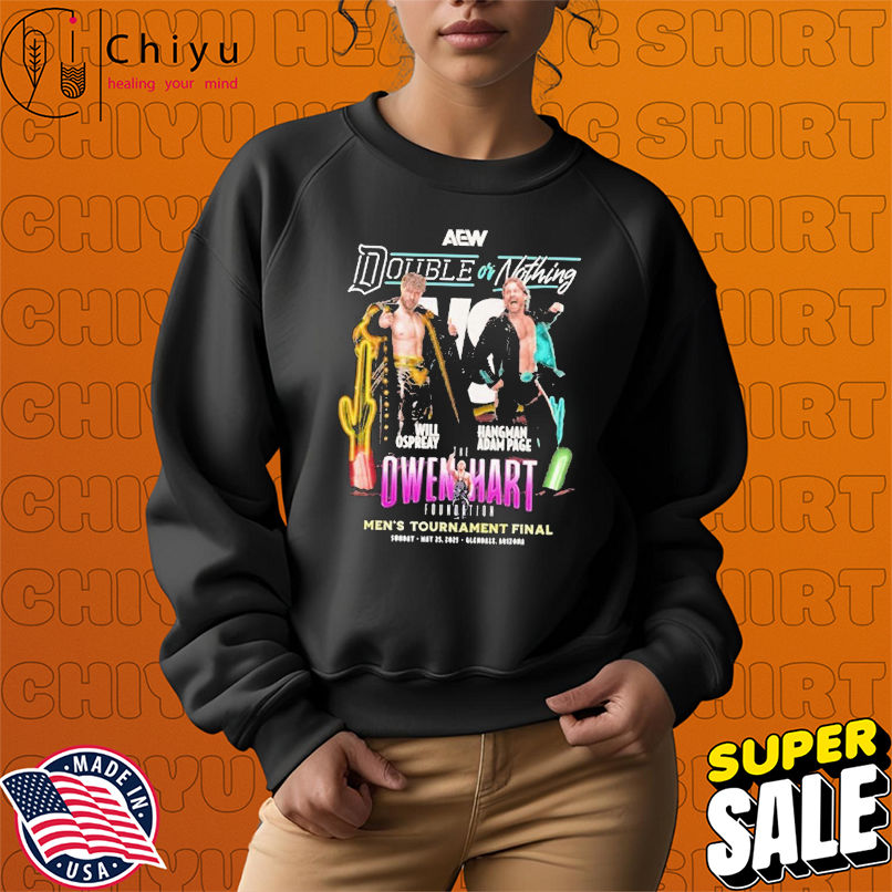 Will Ospreay Vs Hangman Adam Page Double Or Nothing Men's Tournament Final 2025 AEW T-shirts Will Ospreay Vs Hangman Adam Page Double Or Nothing Men's Tournament Final 2025 AEW T-shirts