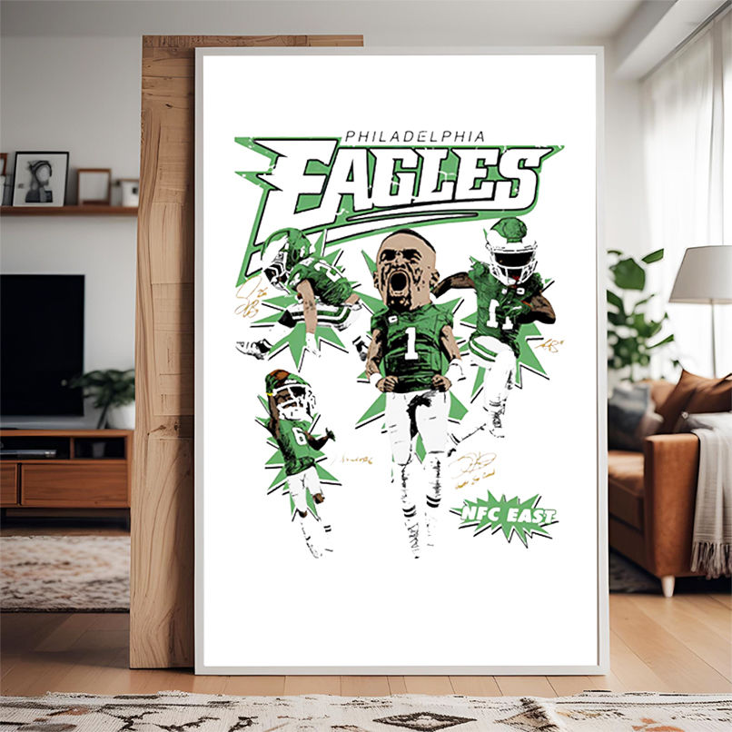 2025 Philadelphia Eagles NFC East Jalen Hurts DeVonta Smith and A.J. Brown shirt 2025 Philadelphia Eagles NFC East Jalen Hurts DeVonta Smith and A.J. Brown shirt