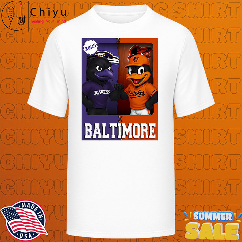 Baltimore Ravens and Baltimore Orioles mascot play card shirt