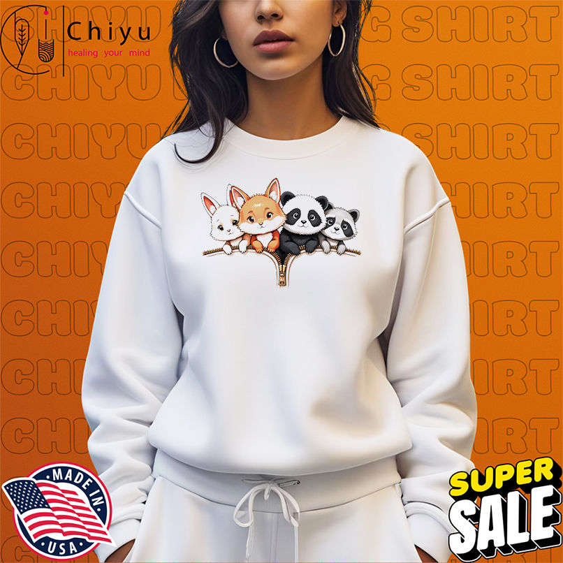 Cartoon Creatures Peeking from Zipper shirt