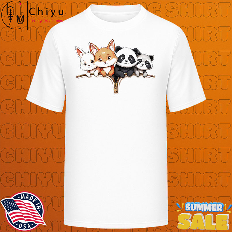 Cartoon Creatures Peeking from Zipper shirt