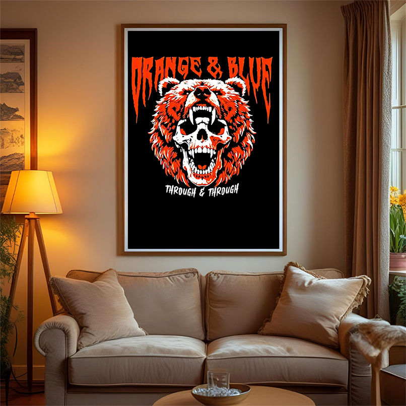 Chicago Bears Orange and Blue Skull Bear through and through shirt Chicago Bears Orange and Blue Skull Bear through and through shirt