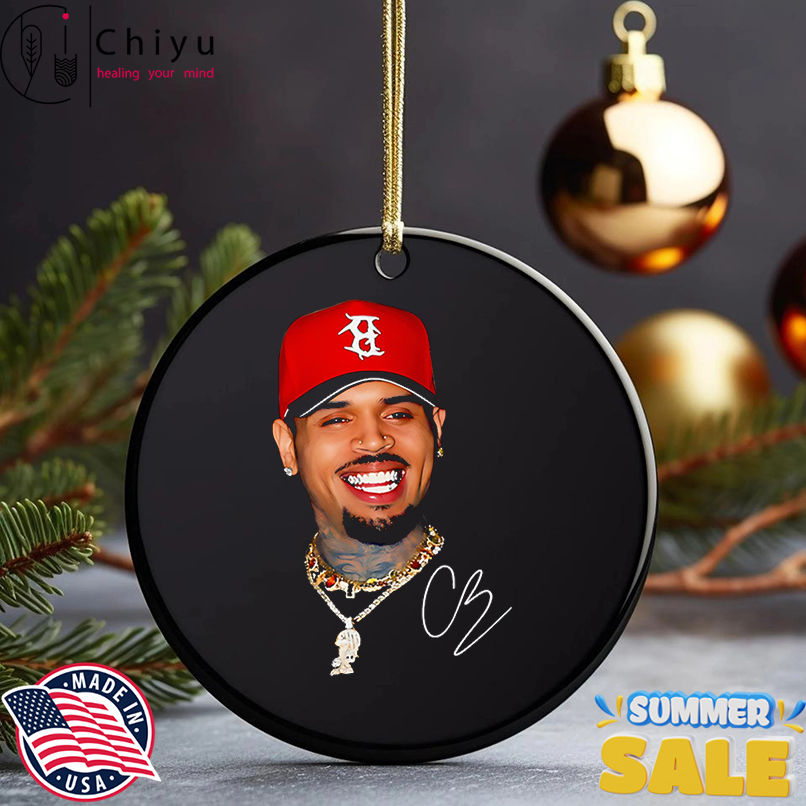 Chris Brown red hat graphic shirt