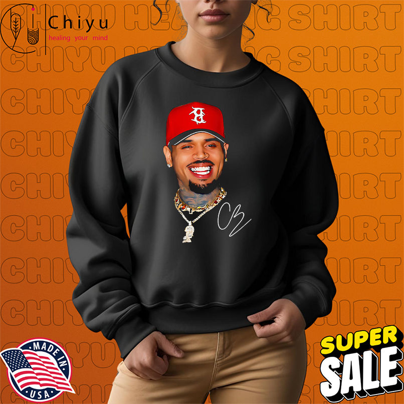 Chris Brown red hat graphic shirt Chris Brown red hat graphic shirt