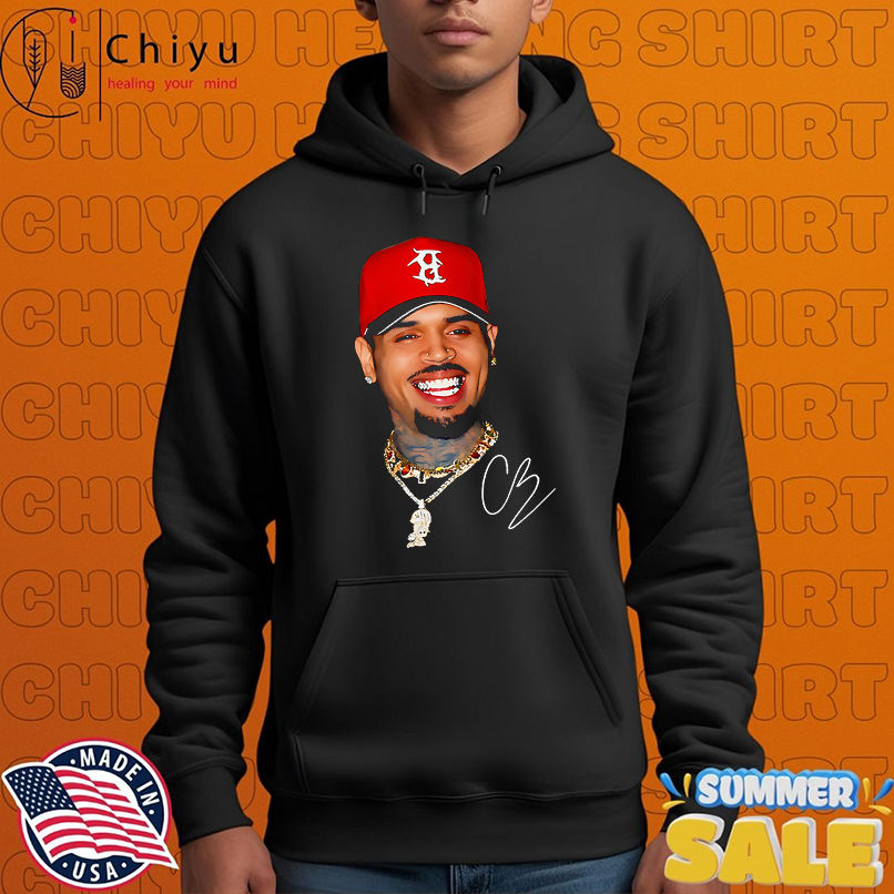 Chris Brown red hat graphic shirt