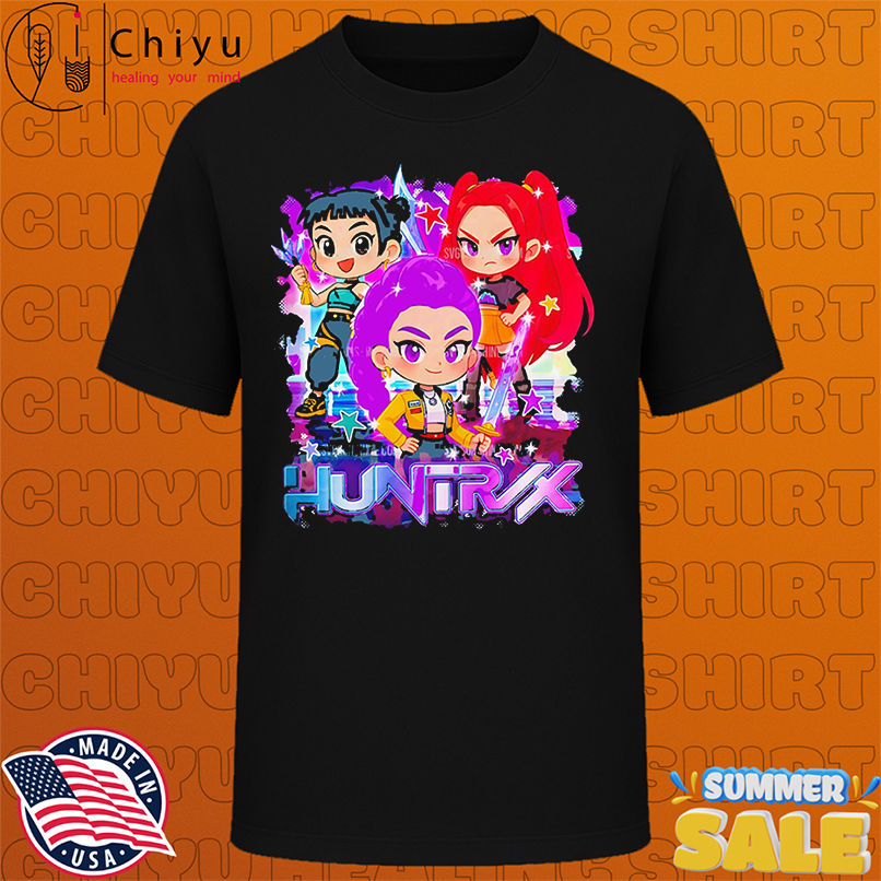 Huntrix Anime Chibi Rumi Mira Zoey KPop Demon Hunters Digital Art shirt